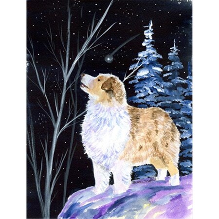 Carolines Treasures Starry Night Australian Shepherd Canvas Flag - House Size- 28 x 40 in. SS8367CHF